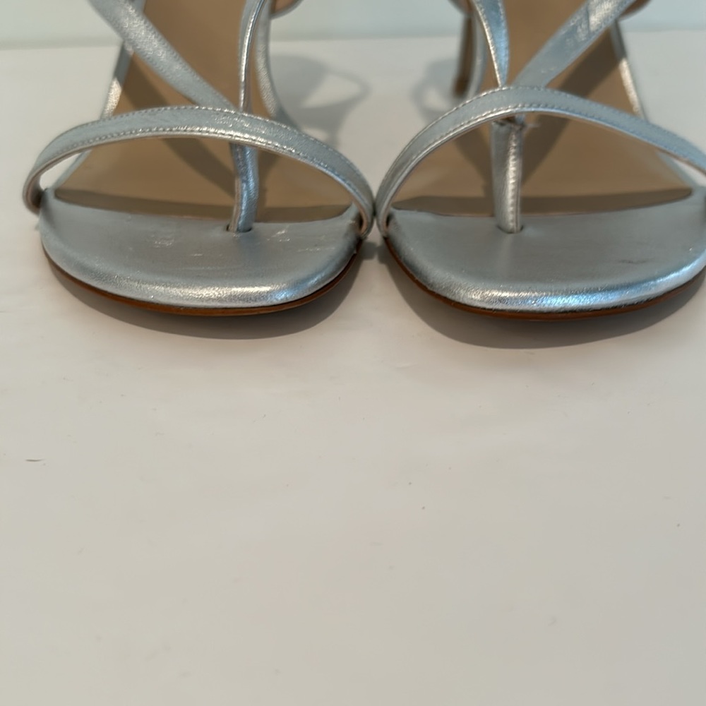 New Stuart Weitzman Silver Strappy Heels Size 9, Style code SB052. - Picture 6 of 9